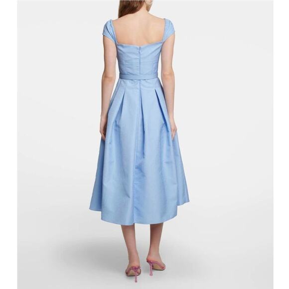 B40. Self-Portrait Pleated Taffeta Midi Dress 2 Cocktail Party Emily In Paris - Picture 2 of 10